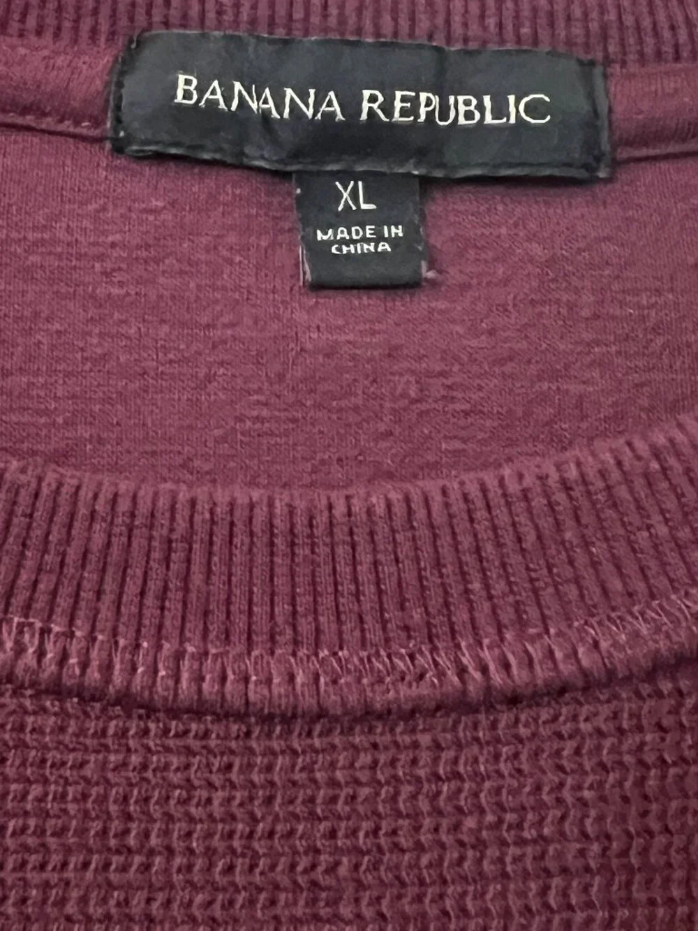 Banana Republic Mens XL Burgundy Waffle Knit Thermal Shirt Long Sleeve Casual
